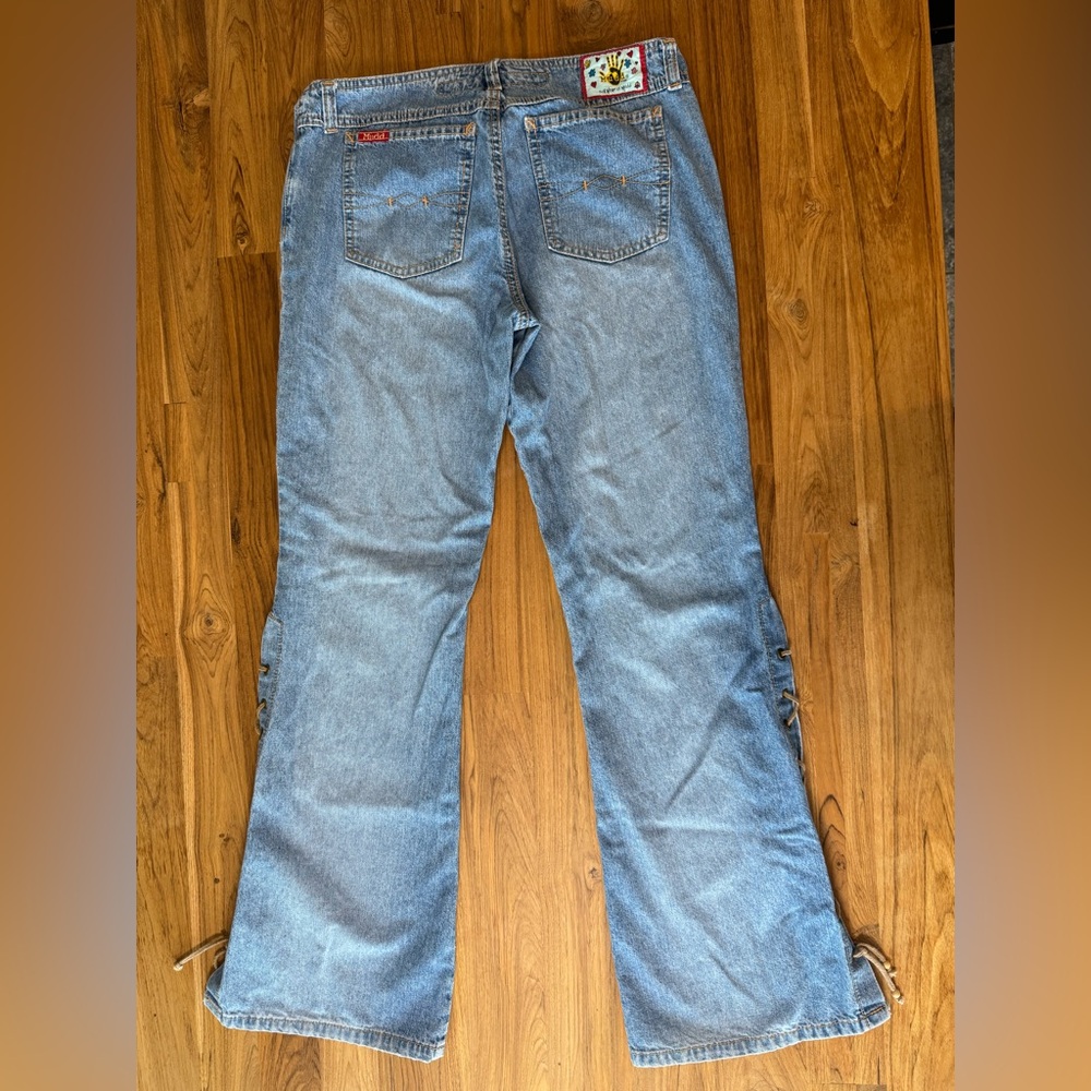 Mudd Jeans Vintage Y2K Jeans Juniors 11 Flare w/ Tie Up Legs 31” Inseam - Picture 3 of 12